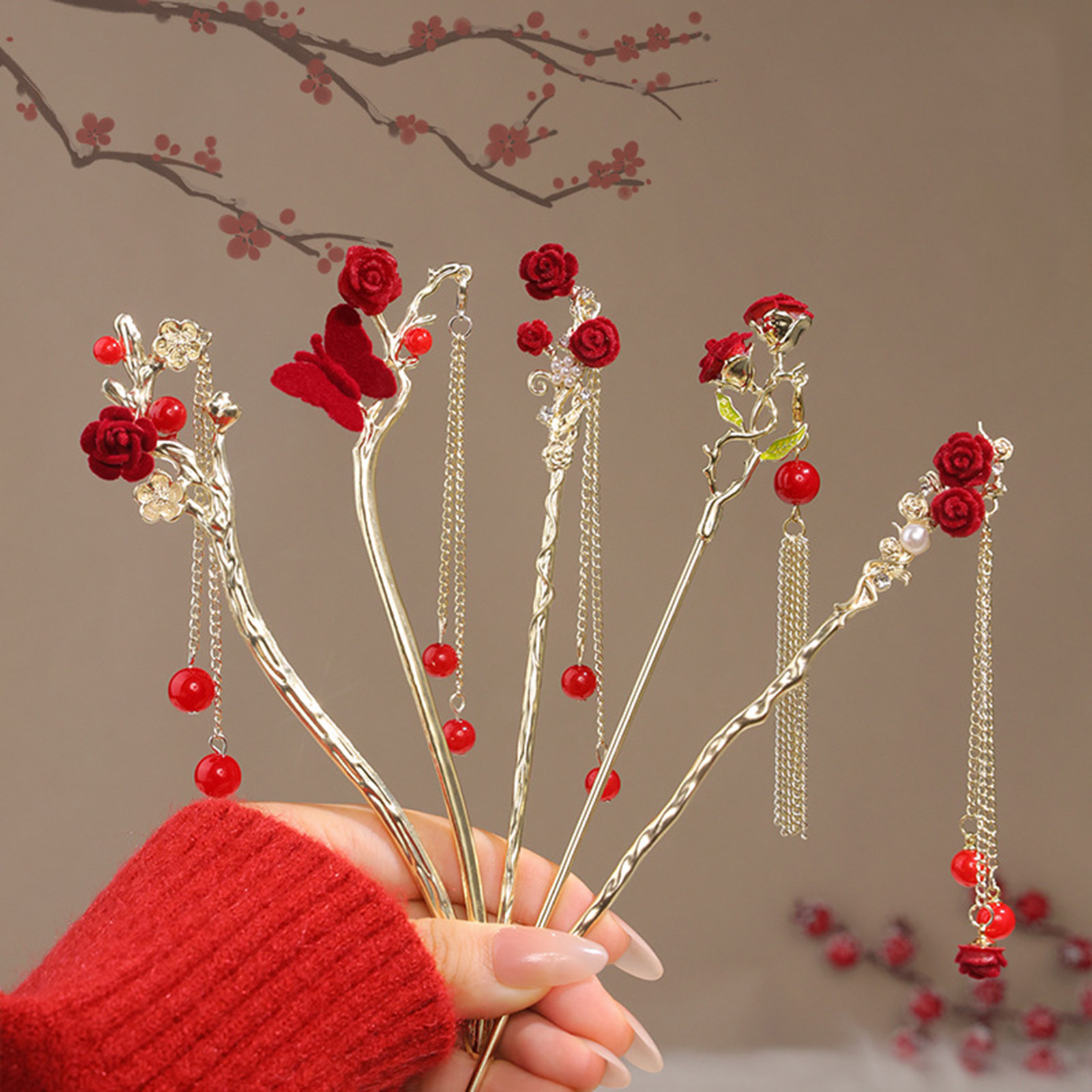 Chinese Style Rose Flower Hair - Flower Supplies recensie en prijs