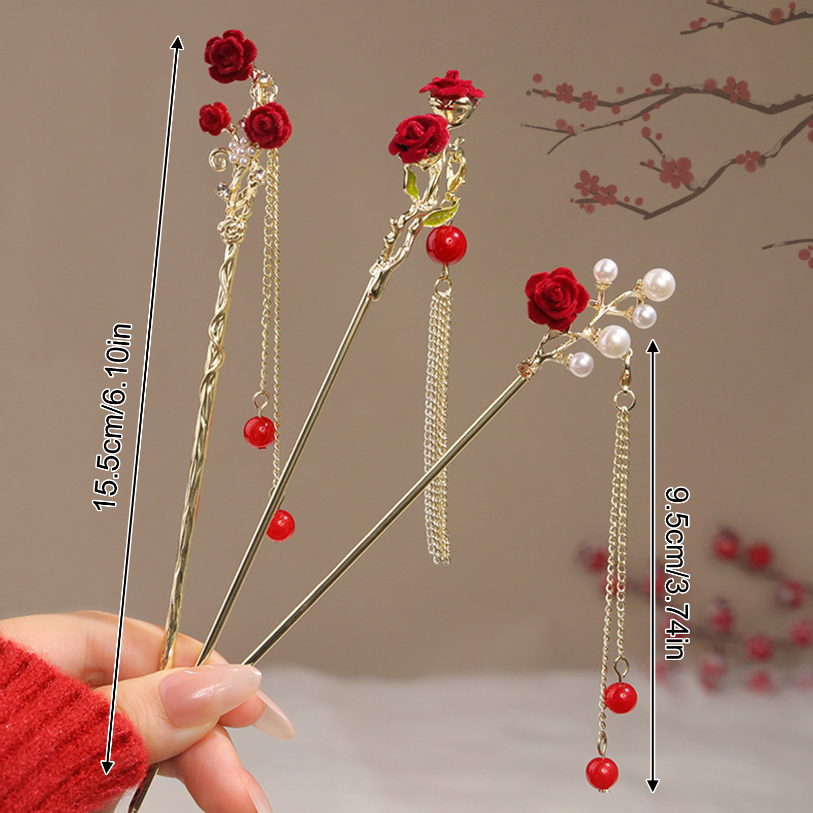 Chinese Style Rose Flower Hair - Flower Supplies recensie en prijs